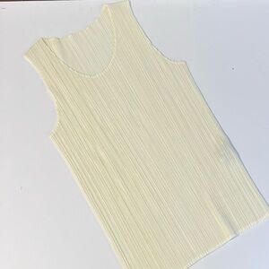 Issey Miyake Pleats Please Vintage Cream Pleated Sleeveless Top Japan Sz 4